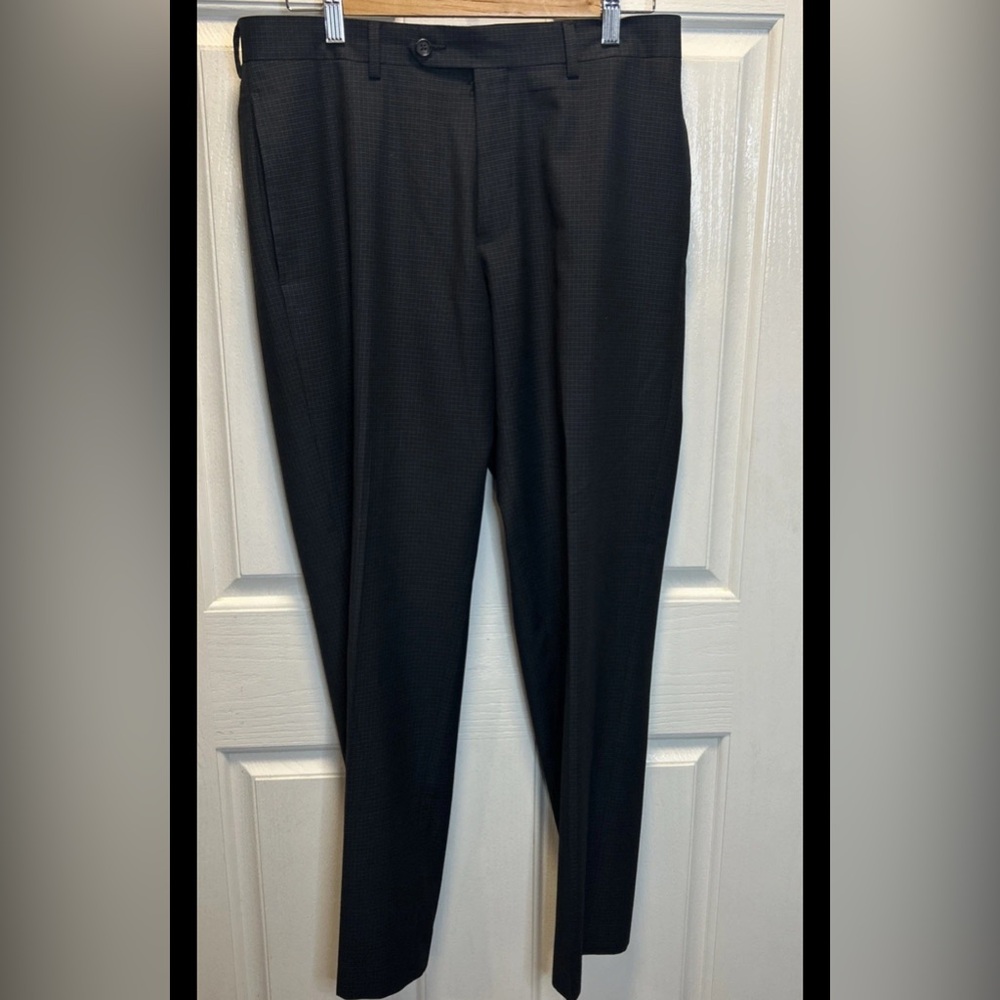 Ralph Lauren Mens Dress Pants 32x30 Charcoal Micro Check Flat Front